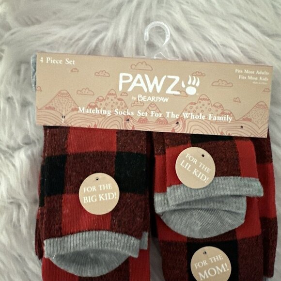 PAWZ by Bearpaw Matching socks set family buffalo plaid crew NWT Mom Dad Kids - Picture 4 of 9